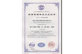 凯帝塑料：2008质量体系认证证书